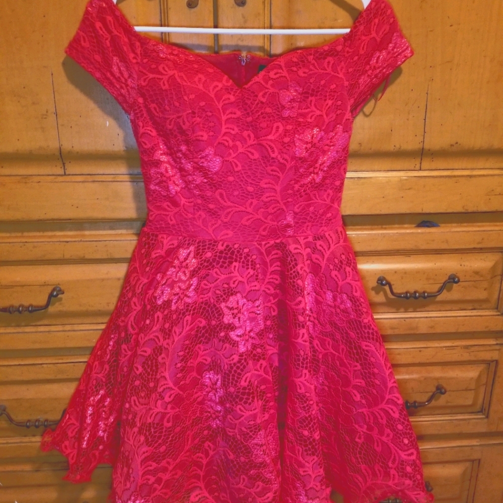 Red lace dress